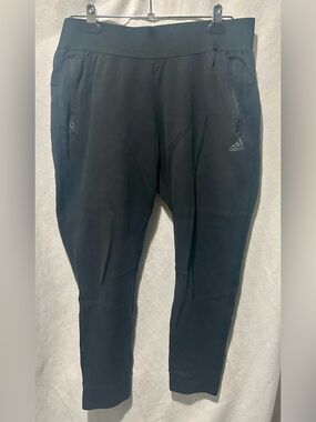 adidas Black Performance Track Pants with Zip Pockets Womens L